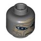 Minifig Head Shahan Alama, Large Thin Eyes, Tan Skin Print [Blocked Open Stud]