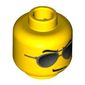 Minifig Head Traffic Cop, Black and Silver Sunglasses, Chin Dimple Print [Blocked Open Stud]