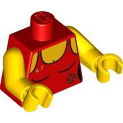Torso Swimsuit with Lifeguard Ring and Yellow 'G.T' Print, Yellow Arms and Hands