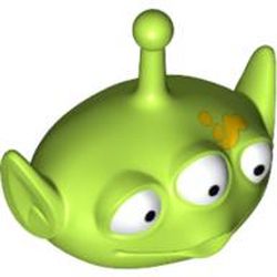 Minifig Head Special, Alien with Antenna and Three Eyes, Yellow Spill on Forehead Print (Toy Story Alien)