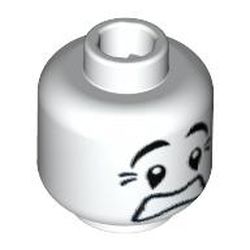 Minifig Head Mime, Scared Look, Black Eyes with White Pupils Print [Blocked Open Stud]