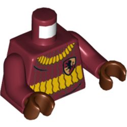 Torso Quidditch Sweater with Gryffindor Crest, Ribbed Print, Dark Red Arms, Reddish Brown Hands