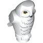 Animal, Bird, Owl Small, Angular Features with Yellow Eyes and Light Bluish Gray Rippled Chest Feathers Print