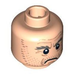 Minifig Head Argus Filch, Stubble, Bushy Eyebrows, Forehead Lines Print [Blocked Open Stud]