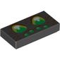 Tile 1 x 2 with 6 Green Eyes and Brown Hairs Print (Spider Face)