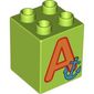 Duplo Brick 2 x 2 x 2 with 'A' and Anchor Print
