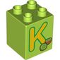 Duplo Brick 2 x 2 x 2 with 'K' and Kiwi Print