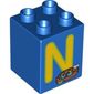 Duplo Brick 2 x 2 x 2 with 'N' and Nest Print