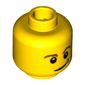 Minifig Head, Brown Eyebrows, Eyes with White Pupils, Crooked Smile with Black Dimple Print