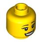 Minifig Head Snowboarder, Raised Eyebrow, Large Red Lips, Open Mouth Smile with Teeth, Thin Eyelashes and White Pupils Print [Blocked Open Stud]