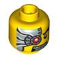 Minifig Head Space Villain, Mechanical Right Eye Red, Silver Head Plate Print [Blocked Open Stud]