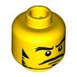 Minifig Head Samurai Warrior, Thick Eyebrows, Sideburns, Goatee, Moustache and White Pupils Print [Blocked Open Stud]