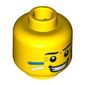 Minifig Head Tribal Chief, Face Paint with Blue and White Painted Cheeks and Grin Print [Blocked Open Stud]