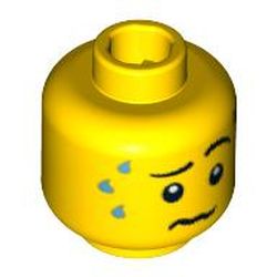 Minifig Head Gorilla Suit Guy, Wrinkled Mouth and Sweat Drops Print [Blocked Open Stud]