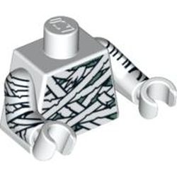 Torso White and Green Bandage Wrapping Print, White Arms and Hands with Bandages Print