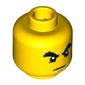 Minifig Head Cole, Raised Bushy Eyebrows, White Pupils, Chin Dimple Print
