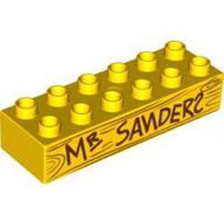 Duplo Brick 2 x 6 with 'MR SANDERS' and Wood Grain Print