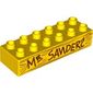 Duplo Brick 2 x 6 with 'MR SANDERS' and Wood Grain Print