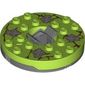 Turntable 6 x 6 Round Dark Bluish Gray Base with Lime Top with Gray Faces on Brown Print (Ninjago Spinner)