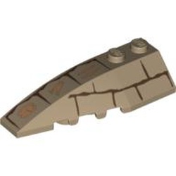 Wedge Curved 6 x 2 Left with Bricks and Hieroglyphs Print