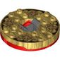 Turntable 6 x 6 Round Red Base with Pearl Gold Top with Gold Faces on Black Print (Ninjago Spinner)
