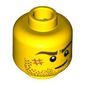 Minifig Head Mac McCloud / Lion Knight, Beard Stubble, Brown Eyebrows, Crooked Smile, White Pupils and Scar Print