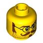 Minifig Head Archibald Hale, Glasses with Brown Sideburns, Moustache and White Pupils Print [Blocked Open Stud]