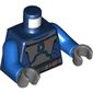 Torso Armor, Dark Bluish Gray Chest Plate with Red Emblem, Belt Print (Mandalorian), Blue Arms, Dark Bluish Gray Hands