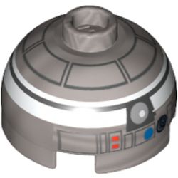 Brick Round 2 x 2 Dome Top, Hollow Stud with White and Black Print (R2-Q2)
