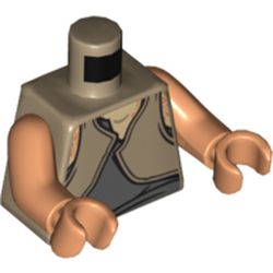 Torso Tunic, Dark Bluish Gray / Light Brown Layers Print (Gungan), Nougat Arms and Hands