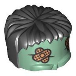 Head Top, Frankenstein Monster with Black Hair and Bandages Print