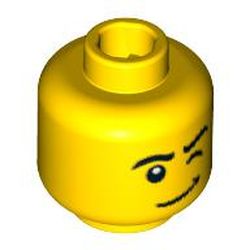 Minifig Head Sailor, Eyebrows, Raised Left Eyebrow, Winkered Left Eye, White Pupil Print [Blocked Open Stud]
