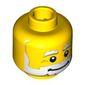 Minifig Head Lawn Gnome, White Beard, White Bushy Eyebrows, Smile, White Pupils Print [Blocked Open Stud]