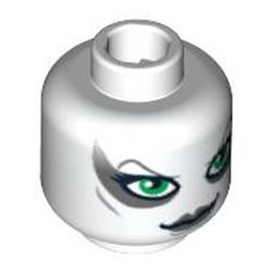 Minifig Head Aurra Sing, Large Green Eyes and Gray Lips Print [Blocked Open Stud]