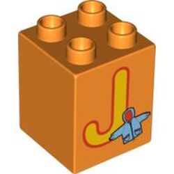 Duplo Brick 2 x 2 x 2 with 'J' and Jacket Print