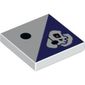 Tile 2 x 2 with 1 Black Dot and Dark Purple Triangle with Skeleton Head Print