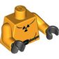 Torso Safety Suit with Belt and Radioactivity Warning Print, Bright Light Orange Arms, Black Hands