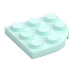 LEGO part 30357 PLATE 3X3, 1/4 CIRCLE in Aqua/ Light Aqua