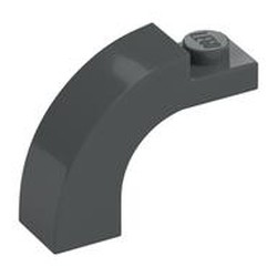 LEGO part  BRICK 1X3X2 W/INS AND OUTS.BOW in Dark Stone Grey / Dark Bluish Gray