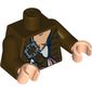 Torso Jacket over White Open Shirt with Belts and White Sash Print, Dark Brown Arms, Light Nougat Hands