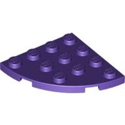 LEGO part 30565 PLATE 4X4, 1/4 CIRCLE in Medium Lilac/ Dark Purple