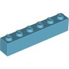 Medium Azure Brick 1 x 6