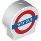 Duplo Brick 1 x 3 x 2 Round Top with 'WAY OUT' Road Sign Print