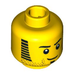 Minifig Head Jake Raines, Beard Stubble, Sideburns, Goatee and Red Scar Print [Blocked Open Stud]
