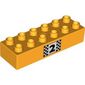 Duplo Brick 2 x 6, with Number 2 and Black and White Checkered Print