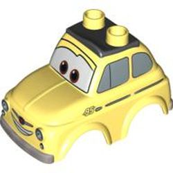Duplo Car Body, 2 Top Studs, Compact with Cars Luigi Print