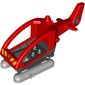 Duplo Helicopter Body with Cabin (Skids not Removable) with Black Base and Fire Department Logo Print
