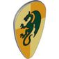 Shield Ovoid with Dark Green Dragon on Light Yellow and Ochre Quarters Background Print