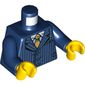 Torso Suit Jacket with Pinstripes and Gold Tie Print, Dark Blue Arms, Yellow Hands
