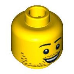 Minifig Head Peasant, Dual Sided, Beard Stubble, Smile / Open Smile Print [Blocked Open Stud]